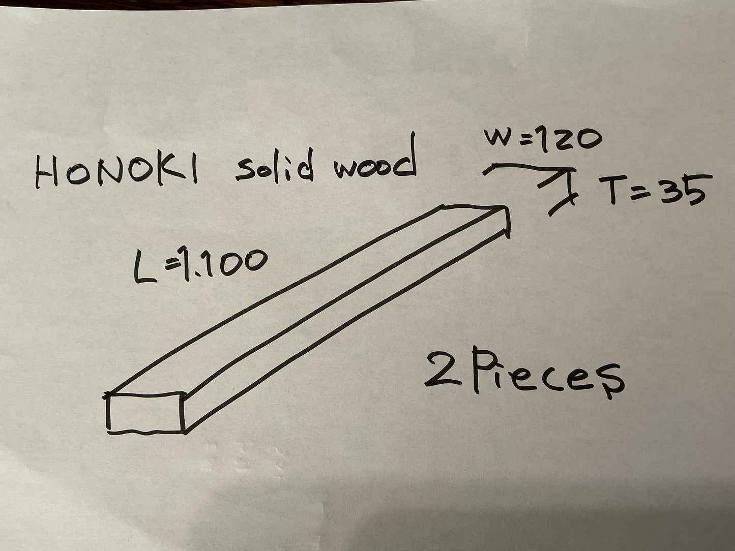 SHIRASAYA Japanese Honoki (Magnoria)1,100x 120x 35mm.