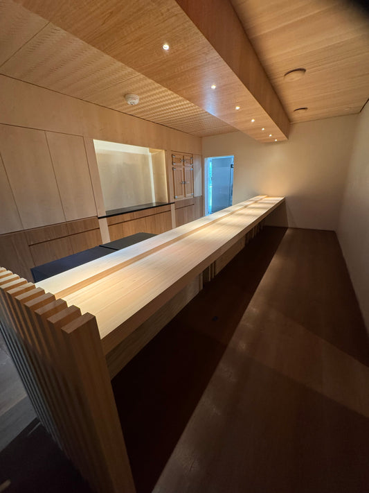 Hinoki Counter Installation at Sushi KUWAHATA | Cleveland OHIO Project