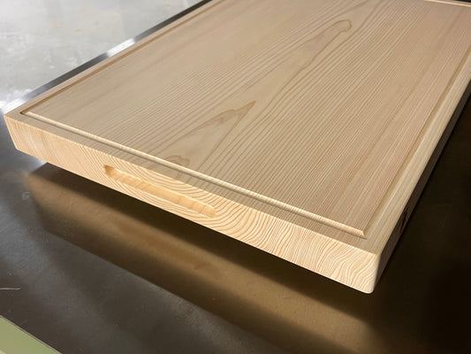 Reservation HINOKI Cutting board with grooves and handle(Japanese Cypress）
